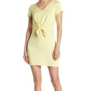 The Vanity Room Yellow Stried Knot V Neck short sleeve Dress size XS